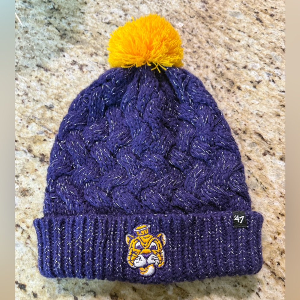 LSU Tigers Collegiate Tavern Cuffed Knit Beanie Skull Cap Hat with Pom by '47.